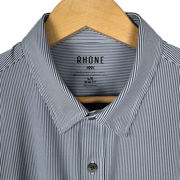 RHONE Commuter Slim Fit Shirt  Performance Long Sleeve Blue Striped  Mens L - Picture 1 of 10